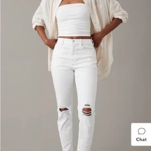 American Eagle ripped white mom jeans